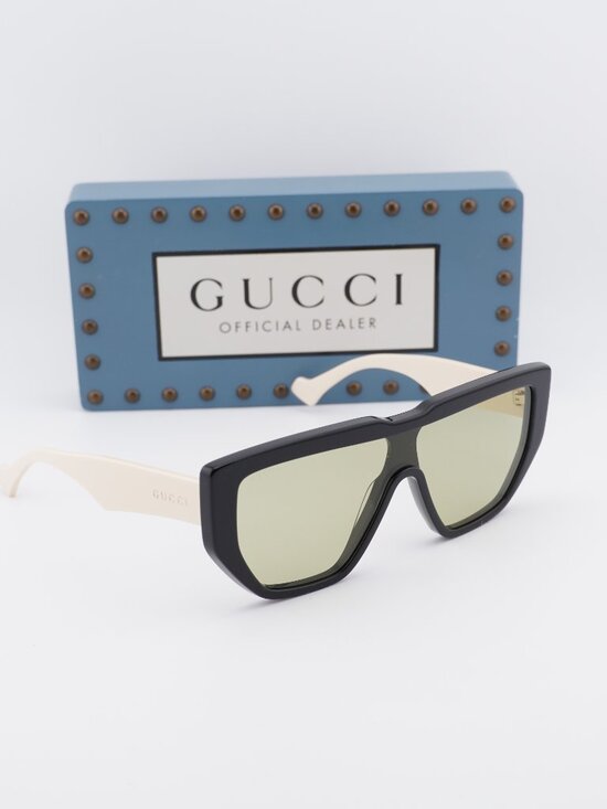 Gucci GG0997S 001 Shield Sunglasses - Black / Green